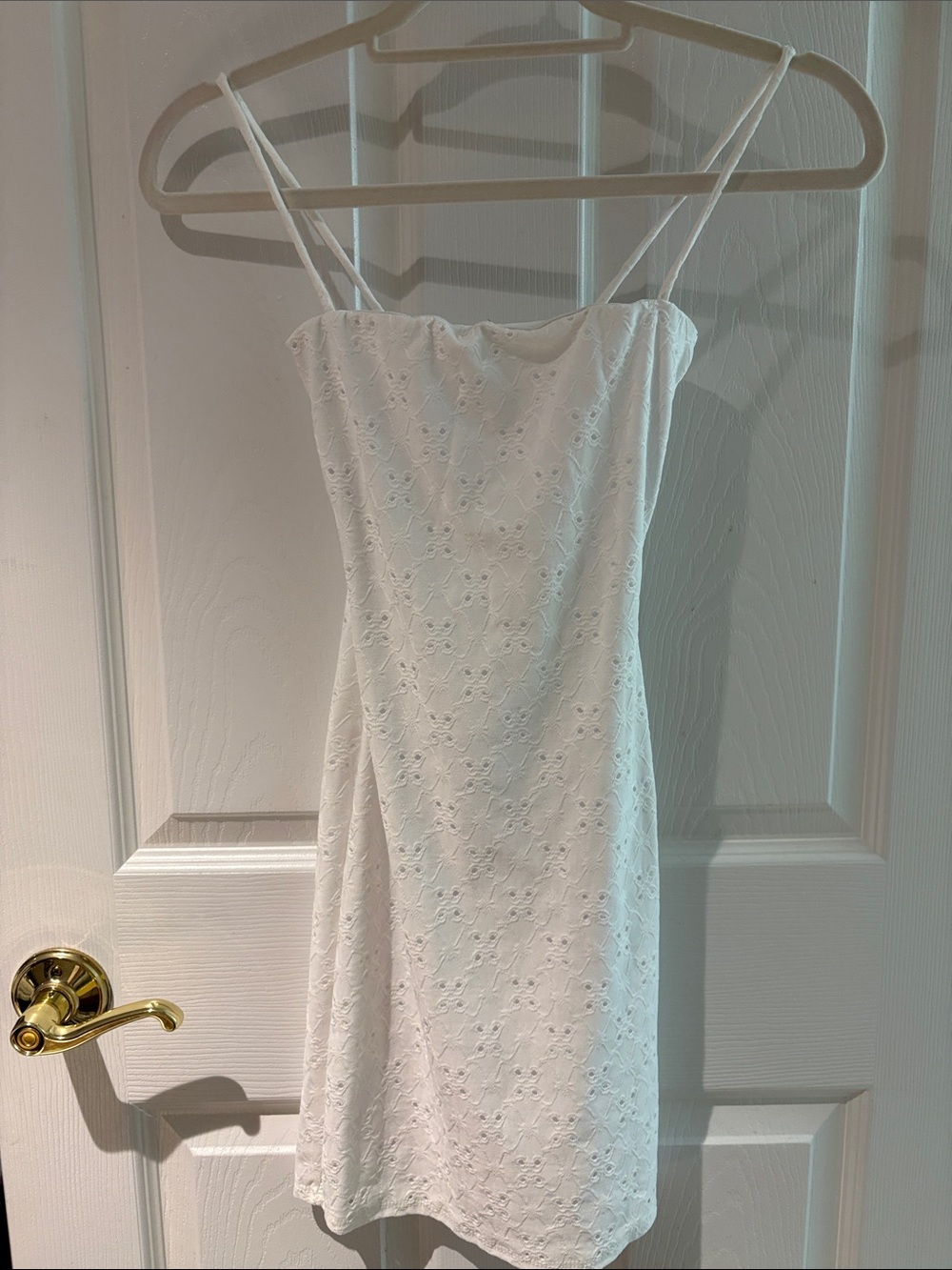 White Eyelet Slip Dress with Spaghetti Straps